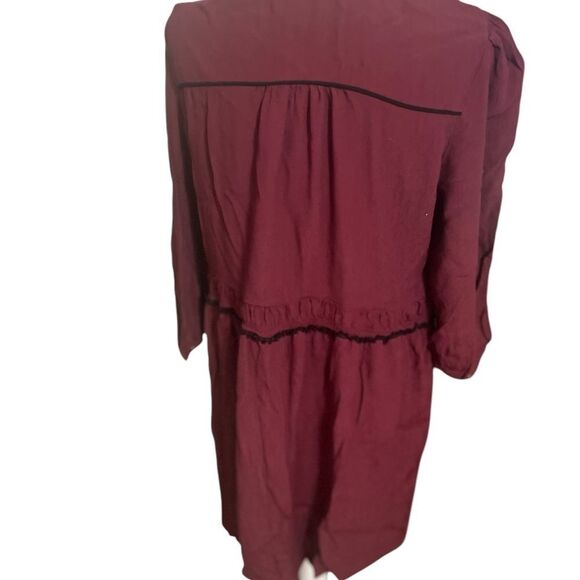 Anthropologie Maeve Boho Burgundy Galan Tassel Shirt Dress large - Picture 4 of 14